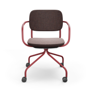 Konferenčná stolička Normo, podrúčky LP, rám RAL3005, látka Medley 63063 hnedá