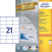 Etikety univerzálne 70x25,4mm Avery A4 100 hárkov