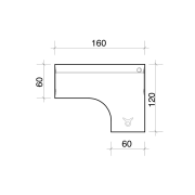 Pracovný stôl Gate, ergo, ľavý, 160x75,5x120 cm, buk/buk