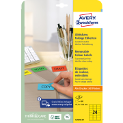 Etikety Avery odnímateľné 63,5x33,9 mm, žlté