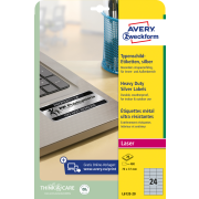 Etikety polyesterové veľmi odolné 70x37mm Avery A4 strieborné 20 hárkov