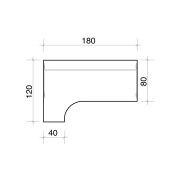 Pracovný stôl Uni, ergo, pravý, 180x75,5x120 cm, biela/biela