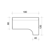Pracovný stôl Uni, ergo, ľavý, 180x75,5x120 cm, biela/biela