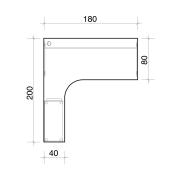 Pracovný stôl Gate, ergo, pravý, 180x75,5x200 cm, orech/orech