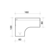 Pracovný stôl Flex, ergo, pravý, 160x75,5x120 (60x60) cm, agát/kov
