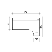 Pracovný stôl Flex, ergo, ľavý, 180x75,5x120 (80x40) cm, buk/kov