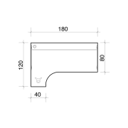 Pracovný stôl Flex, ergo, pravý, 180x75,5x120 (40x80) cm, buk/kov