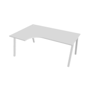 Pracovný stôl UNI A, ergo, pravý, 180x75,5x120 cm, biela/biela