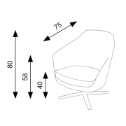 Jednokreslo Rona, š. 75 cm, modrá Bombay 57