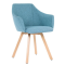 Čalúnené kreslo Wind Wood, drevené nohy, látka VIS021 modrá