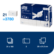 Papierové utierky skladané ZZ 2-vrstv. TORK Xpress Multifold splachovacie H2 (21 bal.)