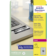 Etikety polyesterové veľmi odolné 96x50,8mm Avery A4 strieborné 20 hárkov