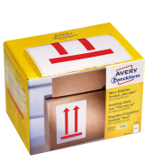 Etikety Avery s varovným symbolom ` Neklopiť` 74x100mm na kotúči