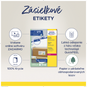 Etikety na zásielky 99,1x93,1mm Avery A4 100 hárkov, laser