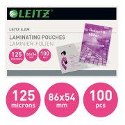 Lesklé laminovacie fólie Leitz iLAM 86 x 54 mm, 125 mic, 100 ks
