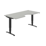 Pracovný stôl Motion Ergo, ZO, 3S, 180x61-128x90 cm, sivá/čierna